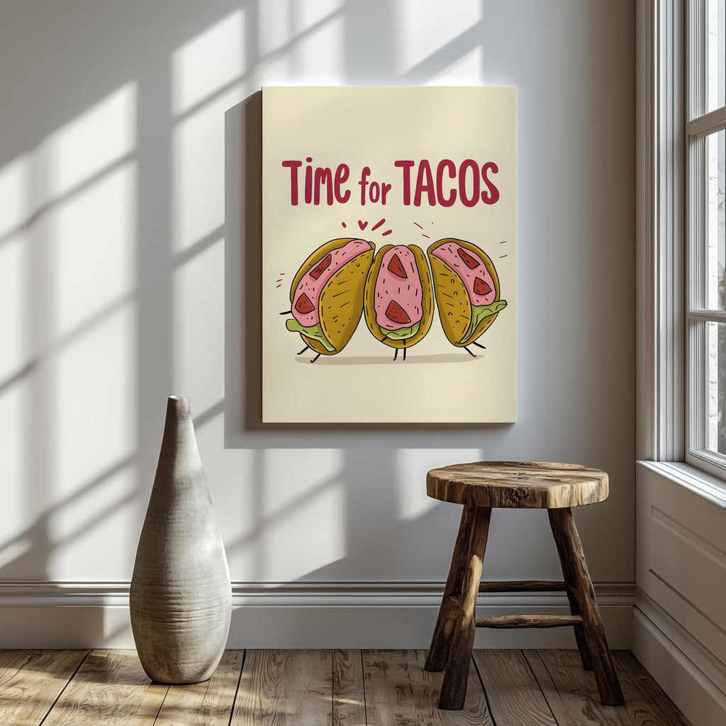Time For Tacos Kitchen Food - Framed Canvas Wall Art Print | House Prints