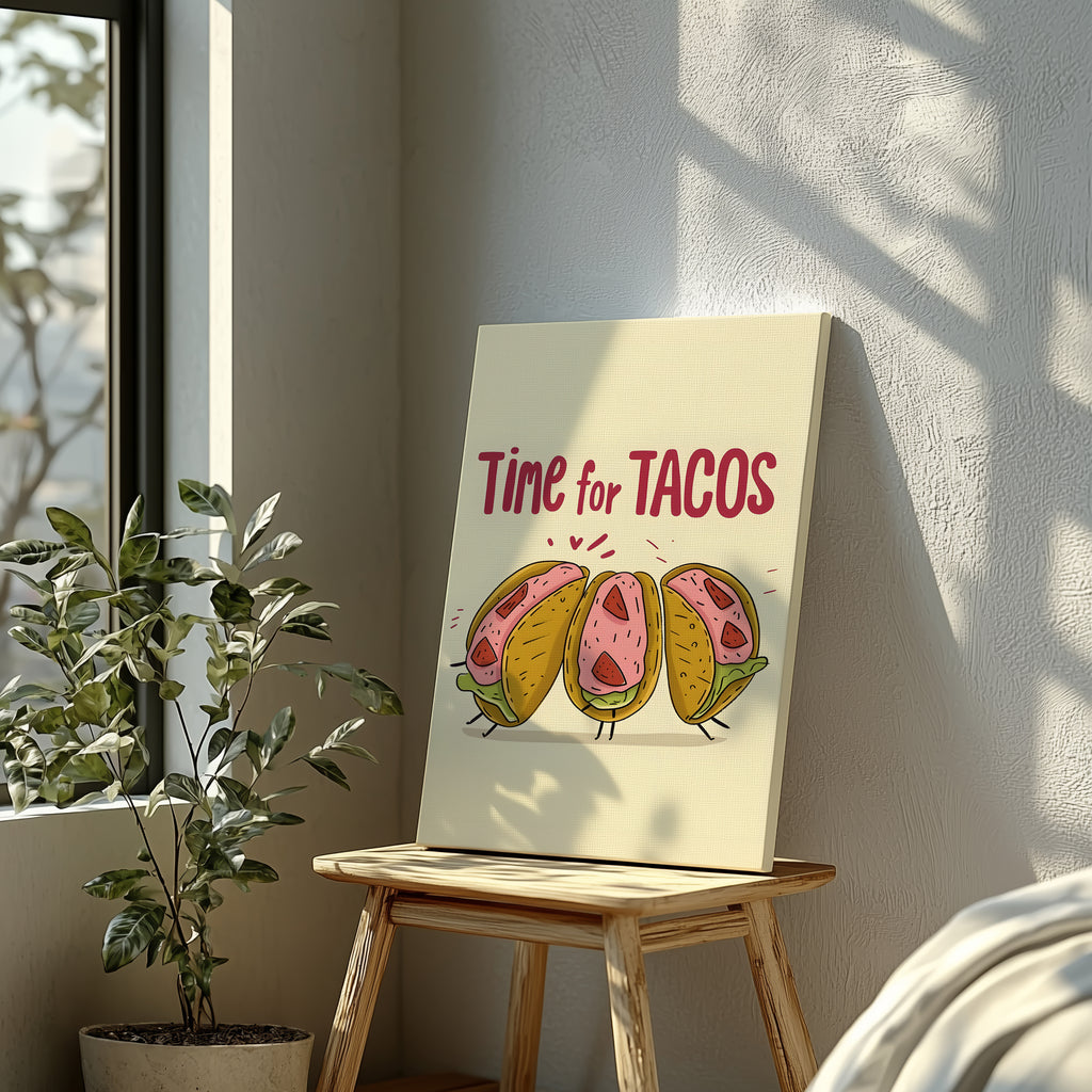 Time For Tacos Kitchen Food - Framed Canvas Wall Art Print | House Prints