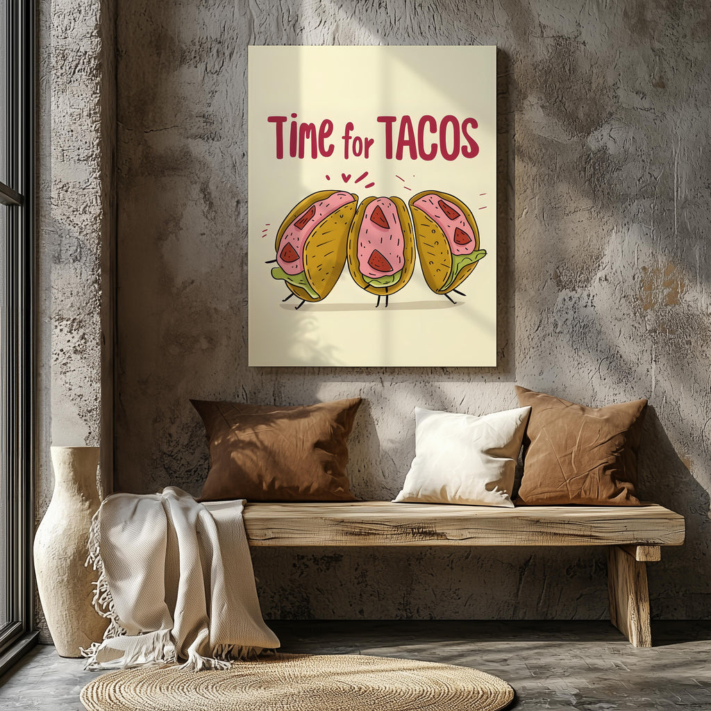 Time For Tacos Kitchen Food - Framed Canvas Wall Art Print | House Prints