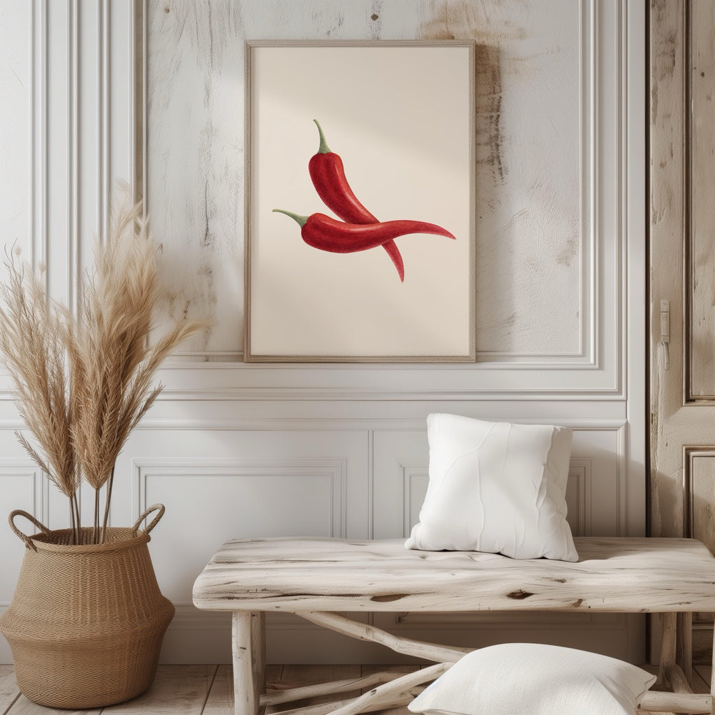 Hot Red Chilli Food in the Kitchen - Rolled Poster Wall Art Print | House Prints