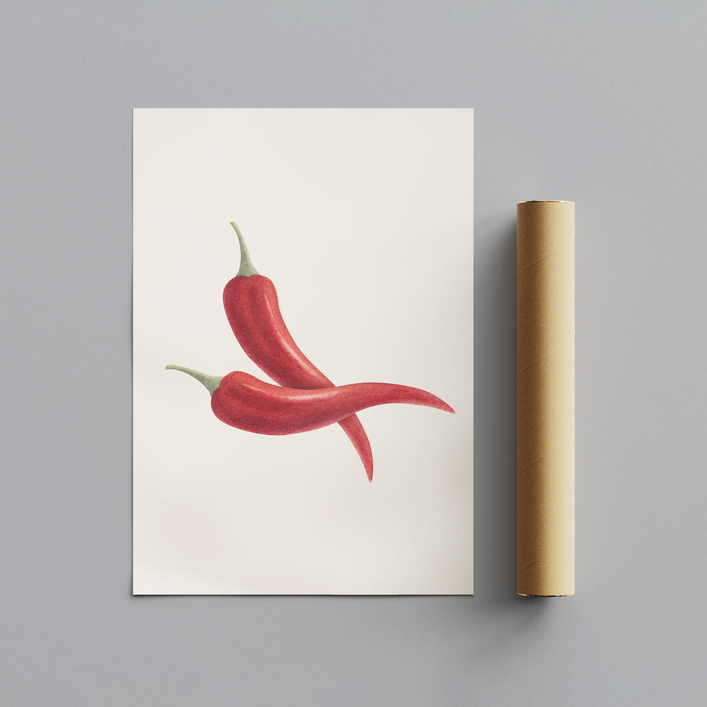 Hot Red Chilli Food in the Kitchen - Rolled Poster Wall Art Print | House Prints