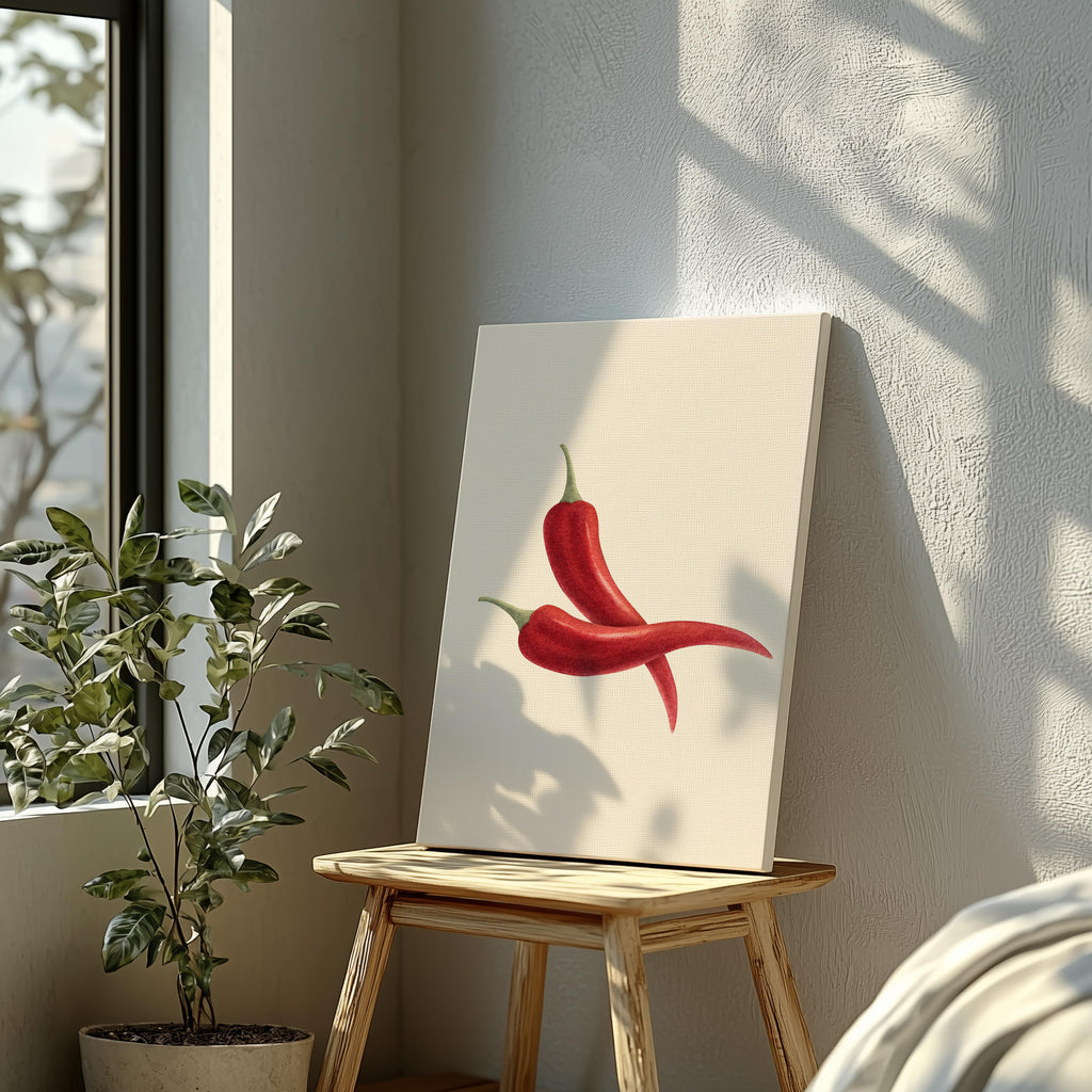 Hot Red Chilli Food in the Kitchen - Framed Canvas Wall Art Print | House Prints