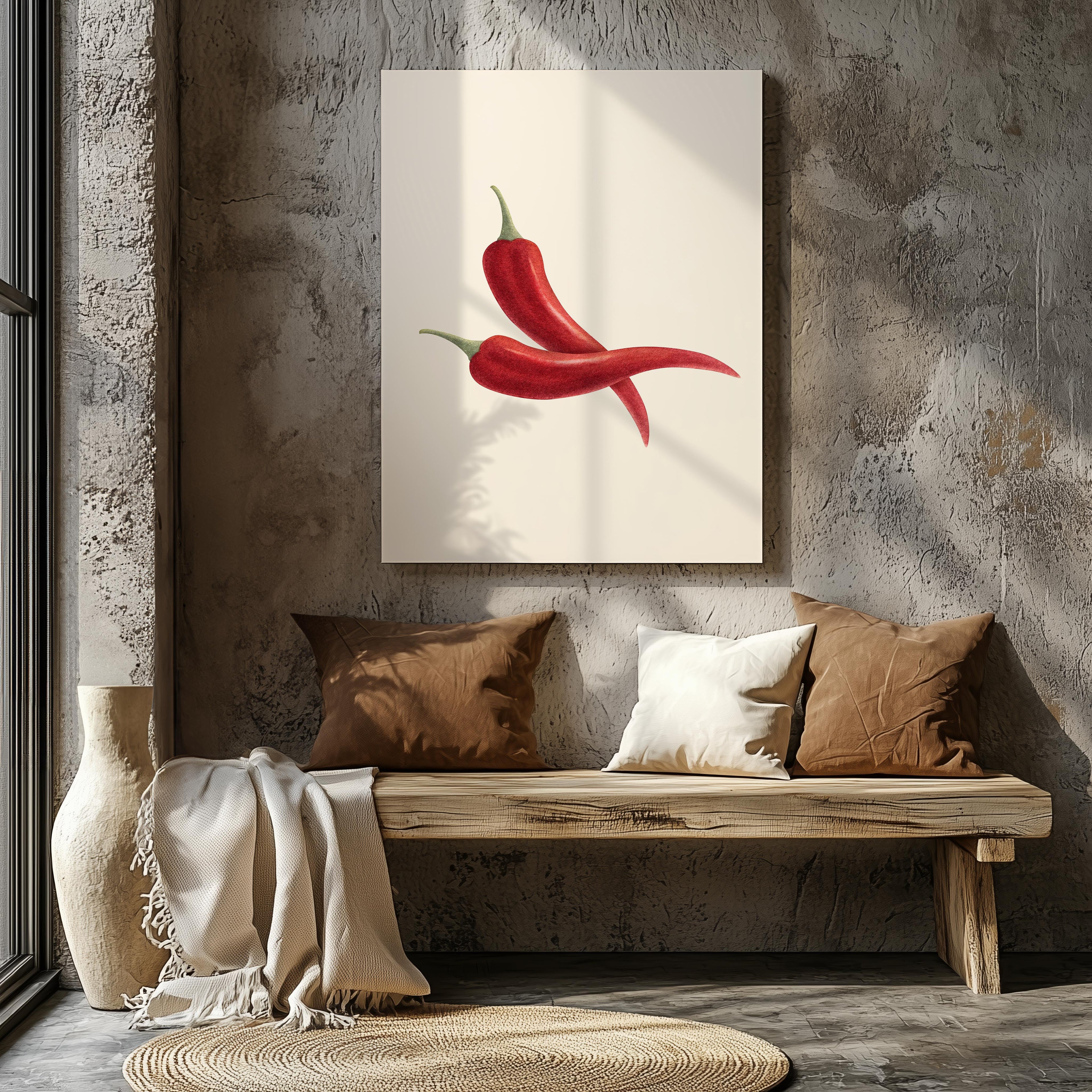 Hot Red Chilli Food in the Kitchen - Framed Canvas Wall Art Print | House Prints