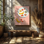 Colourful Fruit Plate on Pink - Framed Canvas Wall Art Print | House Prints