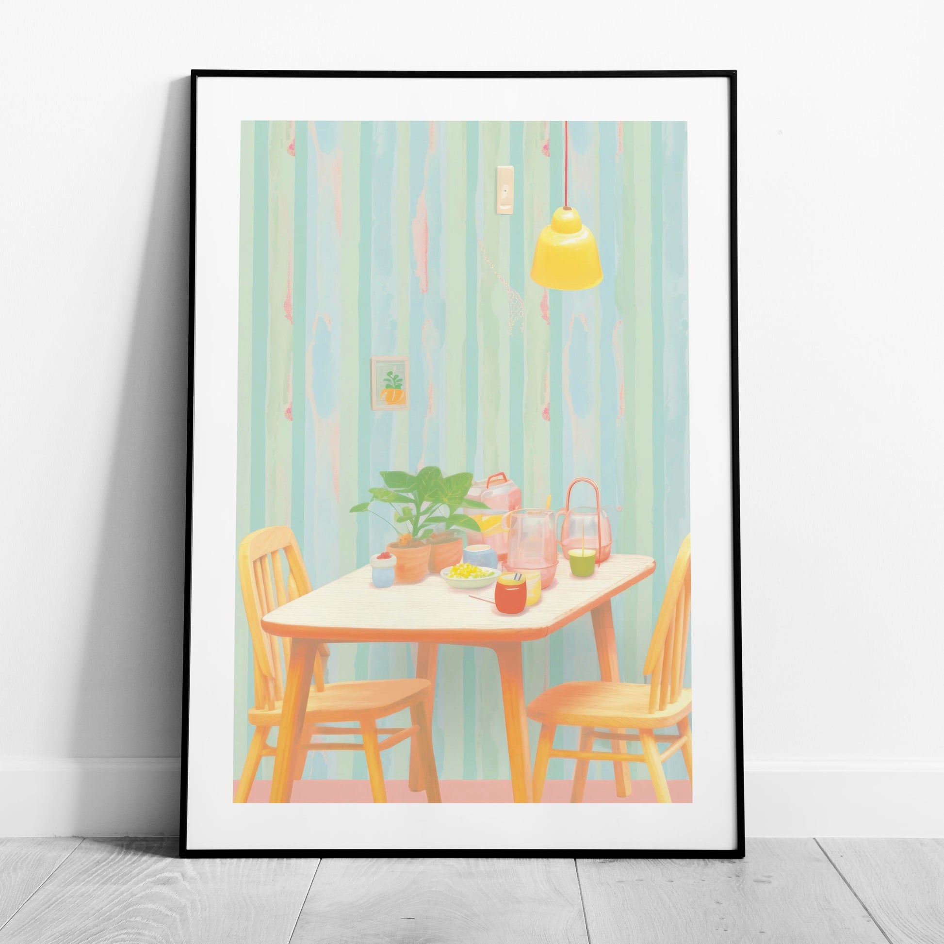 Cozy Pastel Breakfast Nook Scene - Rolled Poster Wall Art Print - House Prints