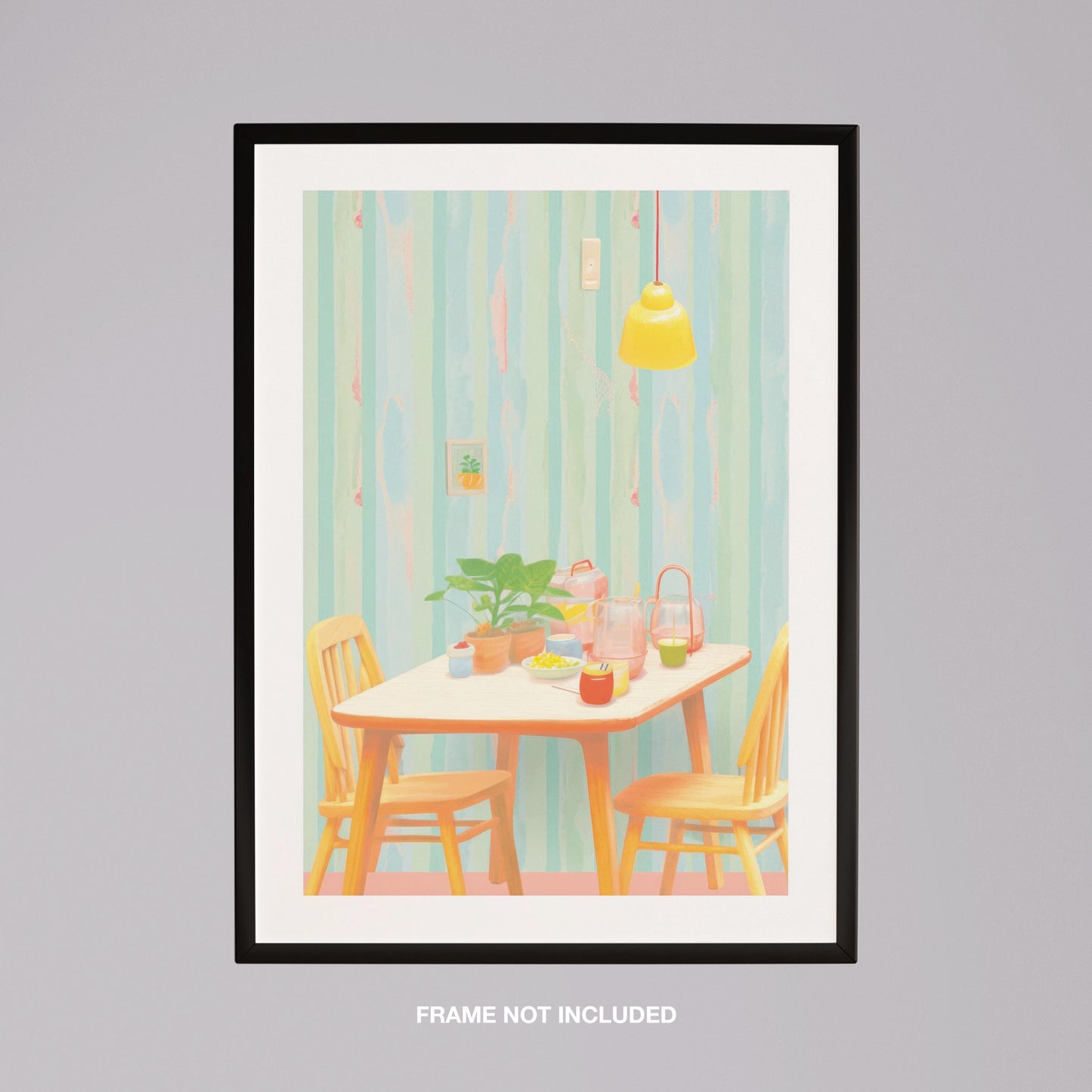 Cozy Pastel Breakfast Nook Scene - Rolled Poster Wall Art Print - House Prints