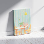 Cozy Pastel Breakfast Nook Scene - Framed Canvas Wall Art Print | House Prints