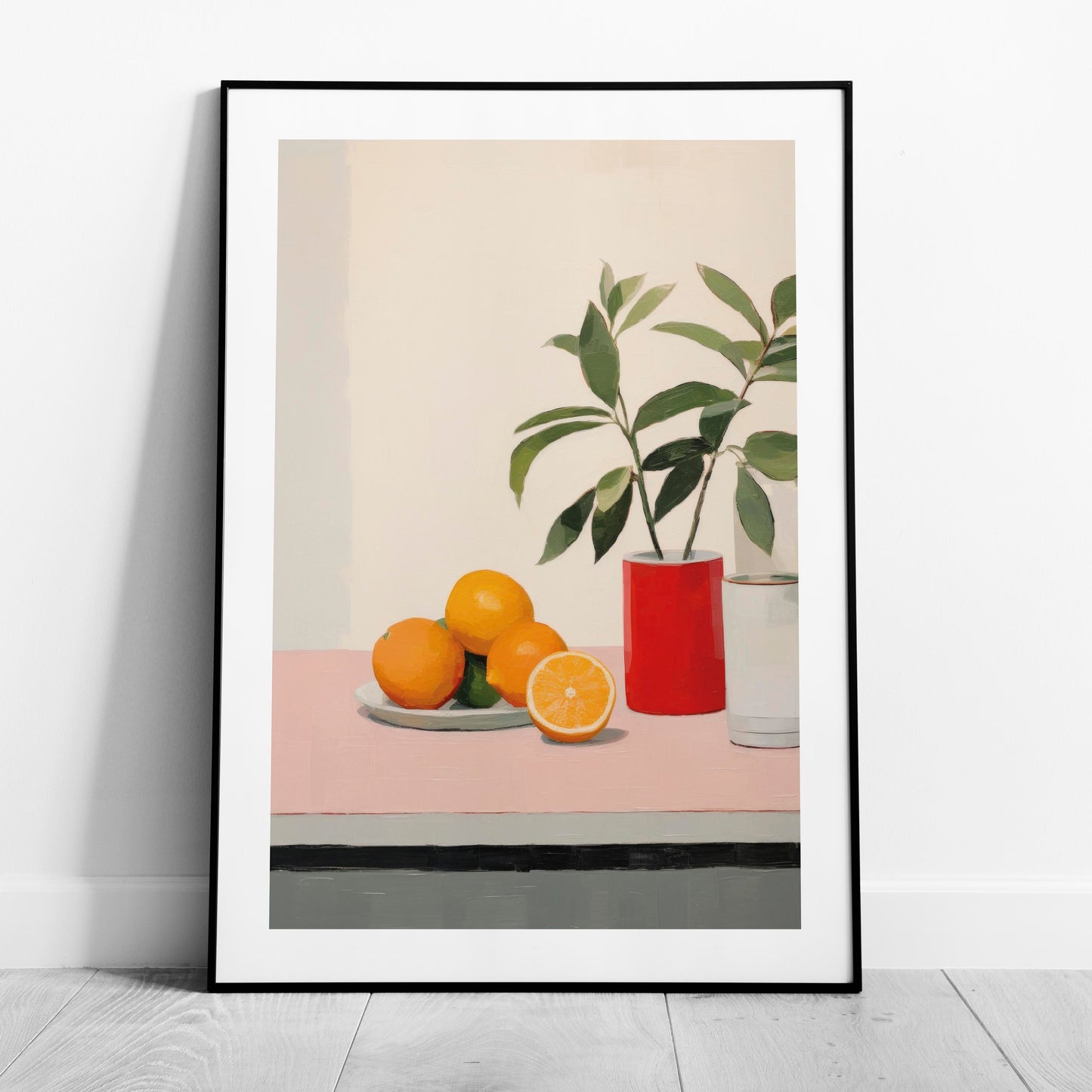 Citrus Oranges and Red Vase Still Life - Rolled Poster Wall Art Print - House Prints