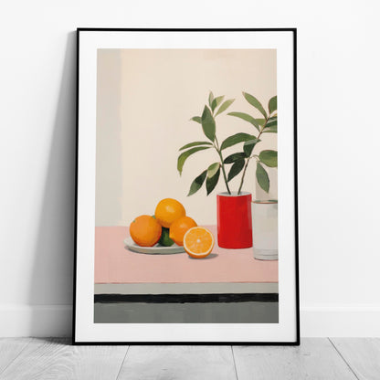 Citrus Oranges and Red Vase Still Life - Rolled Poster Wall Art Print - House Prints
