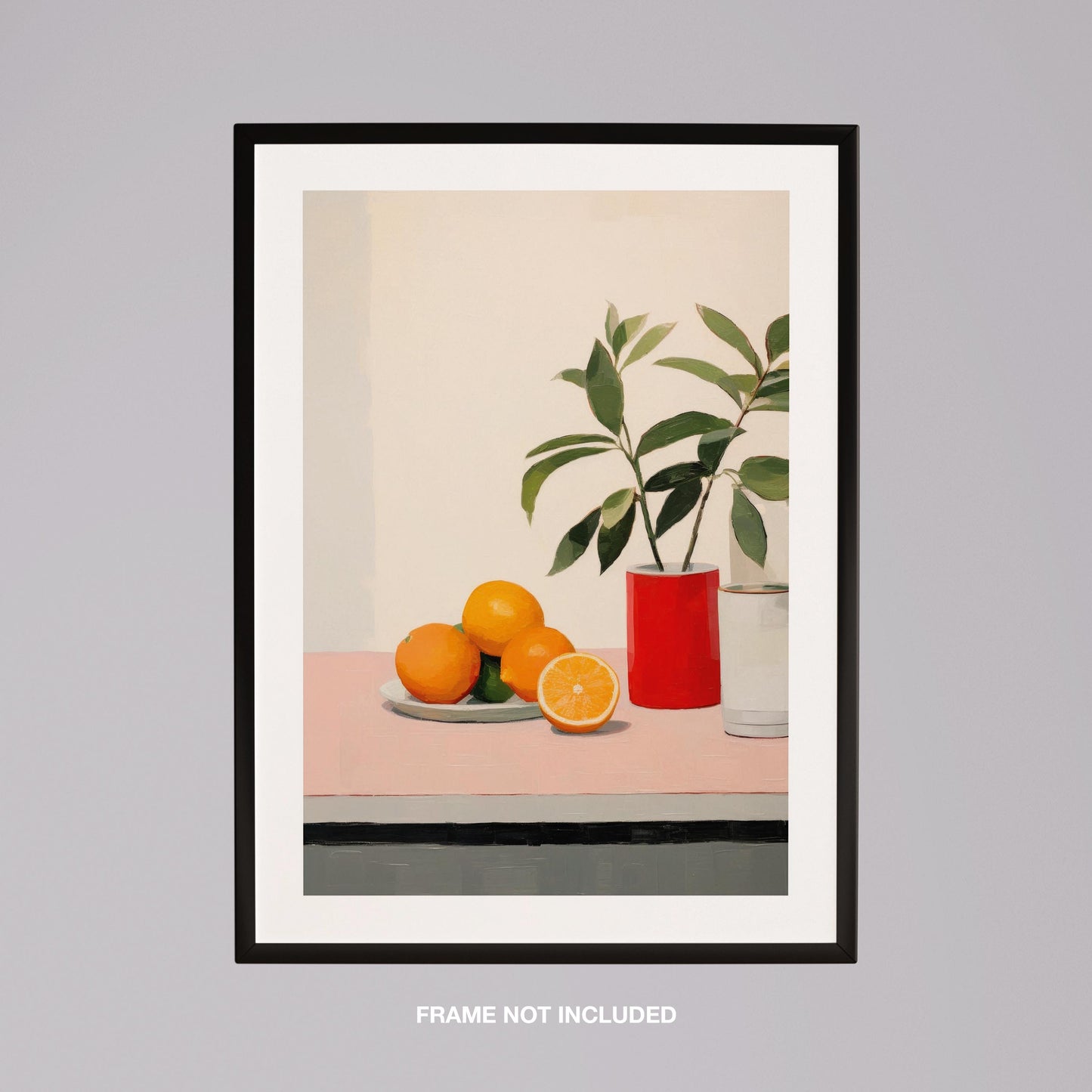 Citrus Oranges and Red Vase Still Life - Rolled Poster Wall Art Print - House Prints