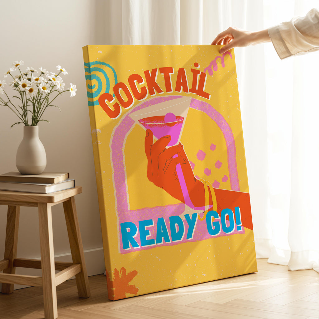 Classic Cocktail Ready Go Drinks - Framed Canvas Wall Art Print | House Prints