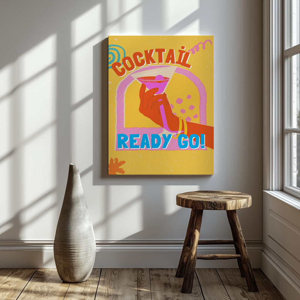 Classic Cocktail Ready Go Drinks - Framed Canvas Wall Art Print | House Prints