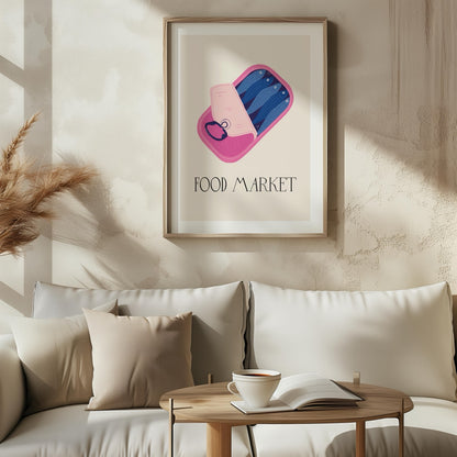 Quirky Sardine Tin Food Market - Rolled Poster Wall Art Print - House Prints