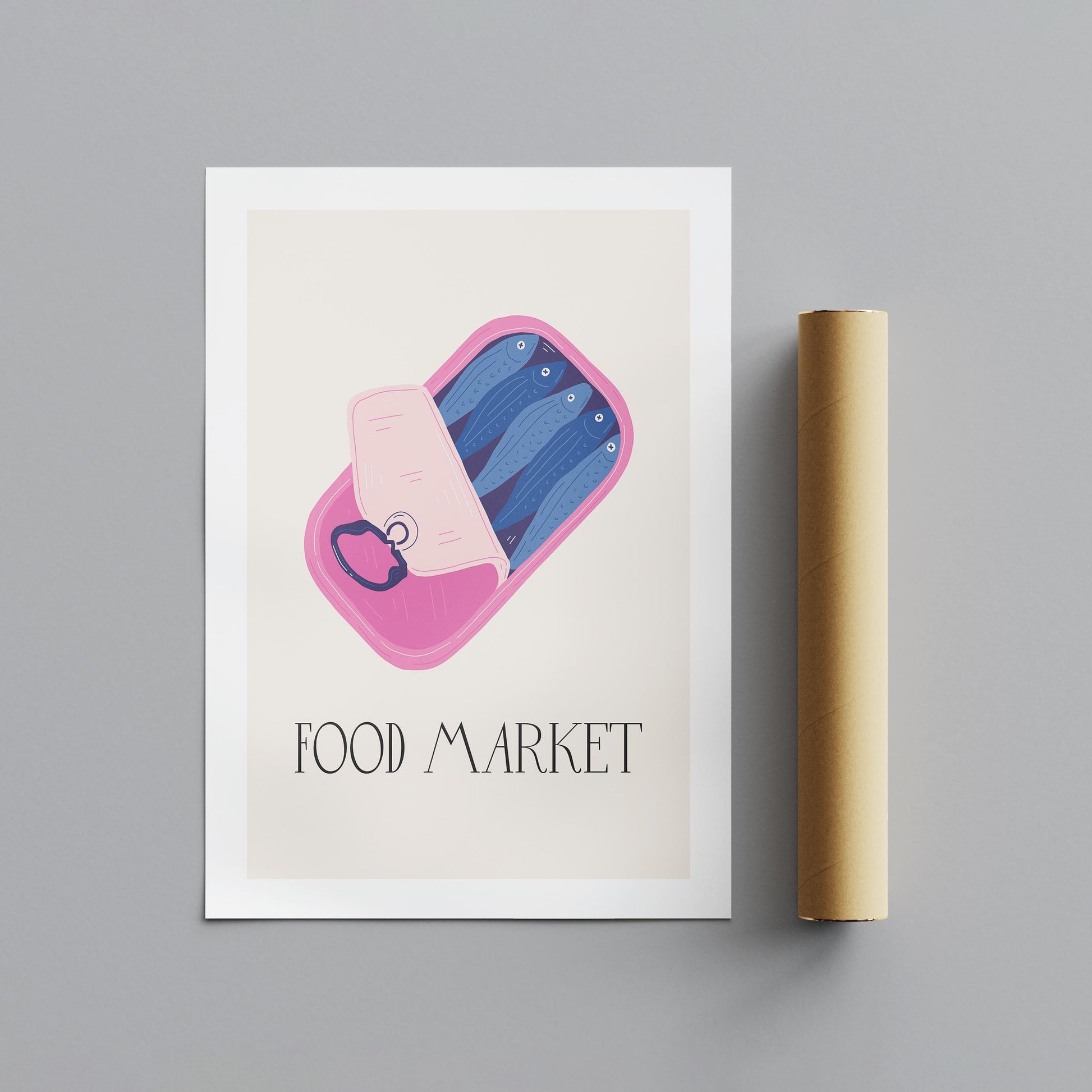 Quirky Sardine Tin Food Market - Rolled Poster Wall Art Print - House Prints