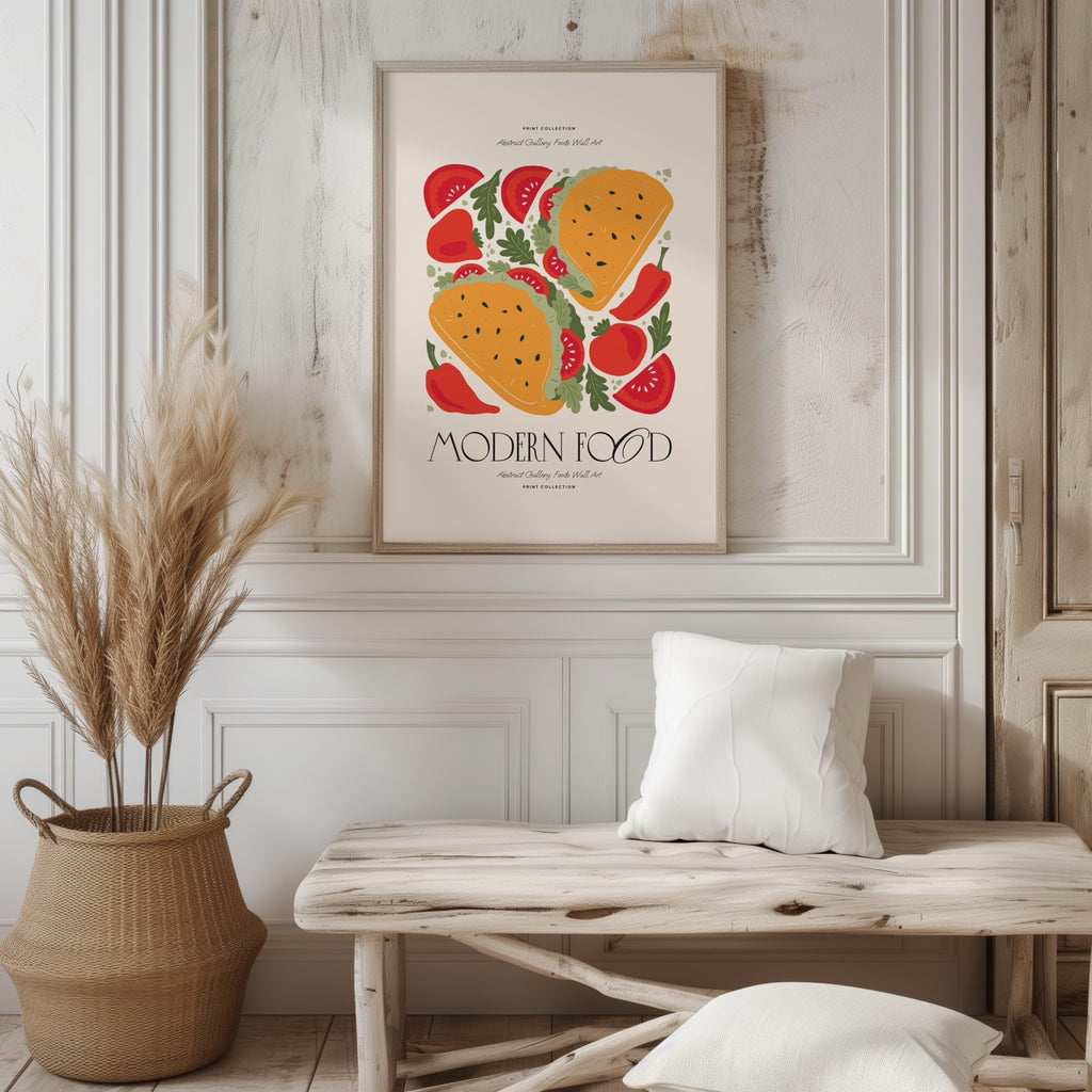 Abstract Tacos Modern Kitchen Food - Rolled Poster Wall Art Print | House Prints