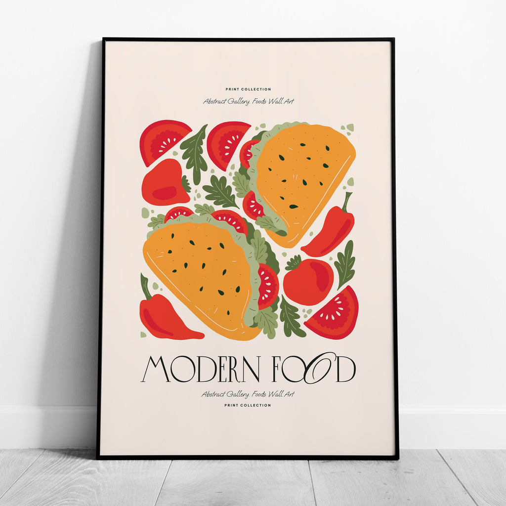 Abstract Tacos Modern Kitchen Food - Rolled Poster Wall Art Print | House Prints