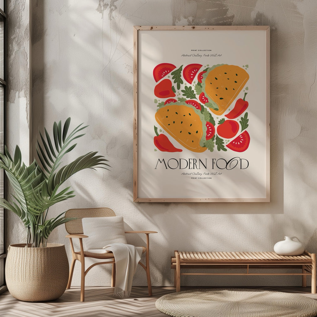 Abstract Tacos Modern Kitchen Food - Rolled Poster Wall Art Print | House Prints