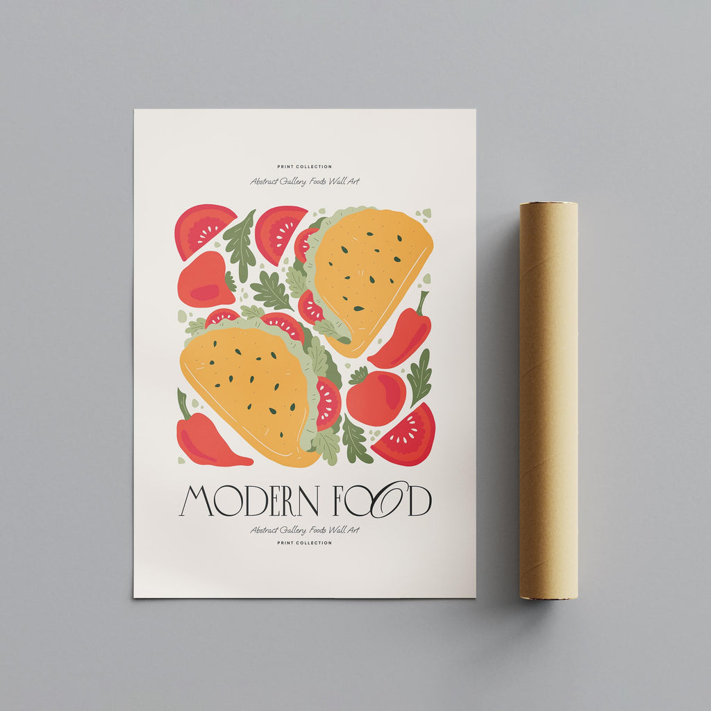 Abstract Tacos Modern Kitchen Food - Rolled Poster Wall Art Print | House Prints