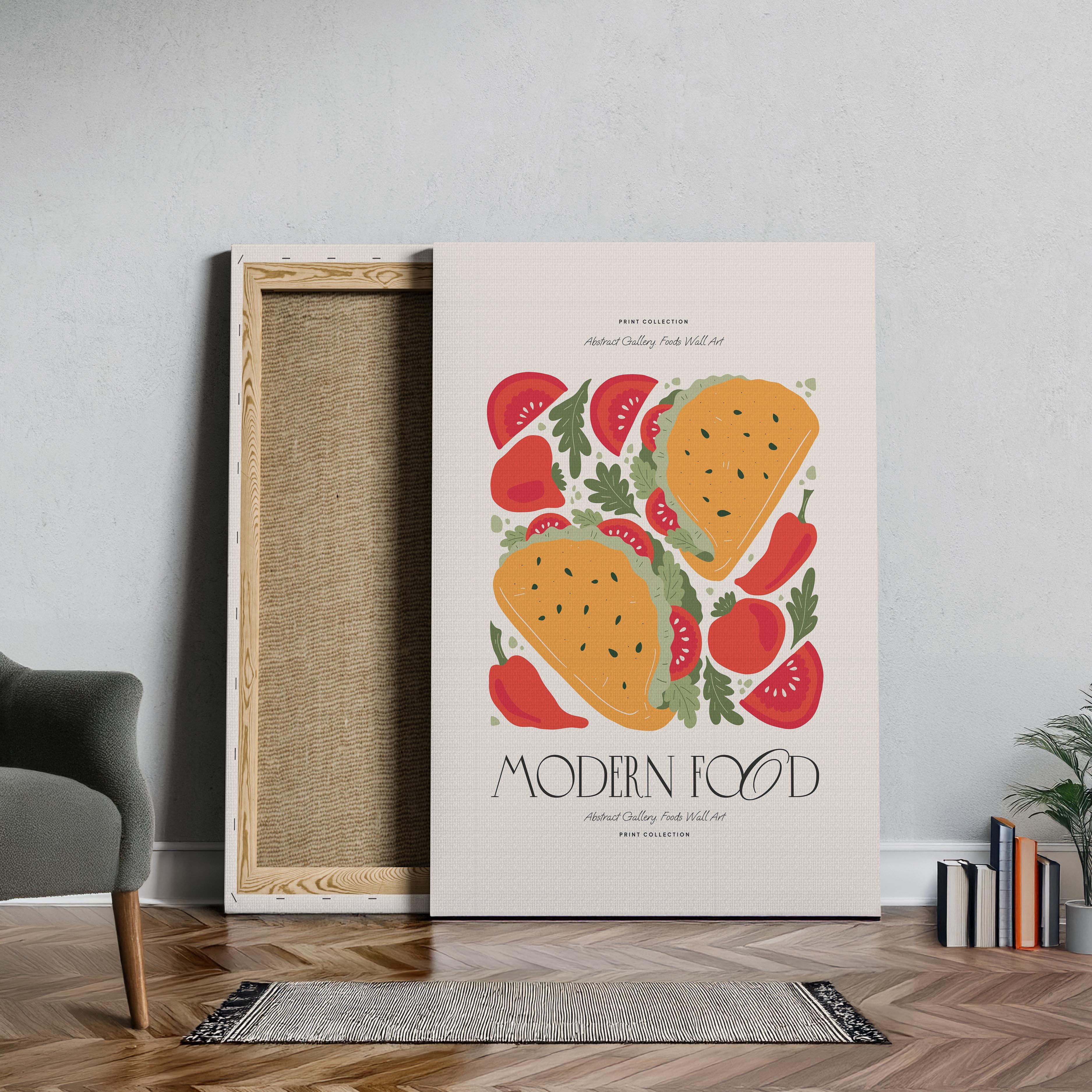 Abstract Tacos Modern Kitchen Food - Framed Canvas Wall Art Print | House Prints