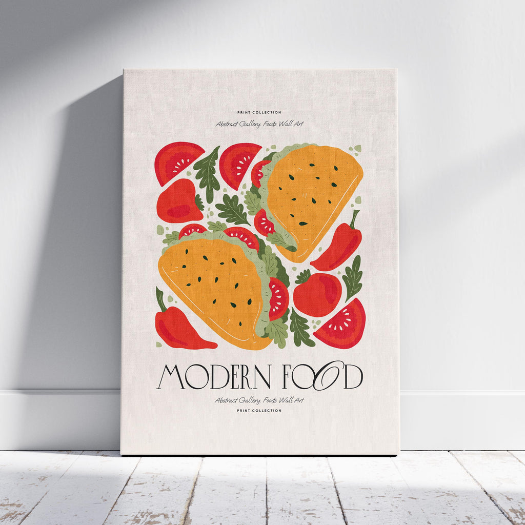 Abstract Tacos Modern Kitchen Food - Framed Canvas Wall Art Print | House Prints