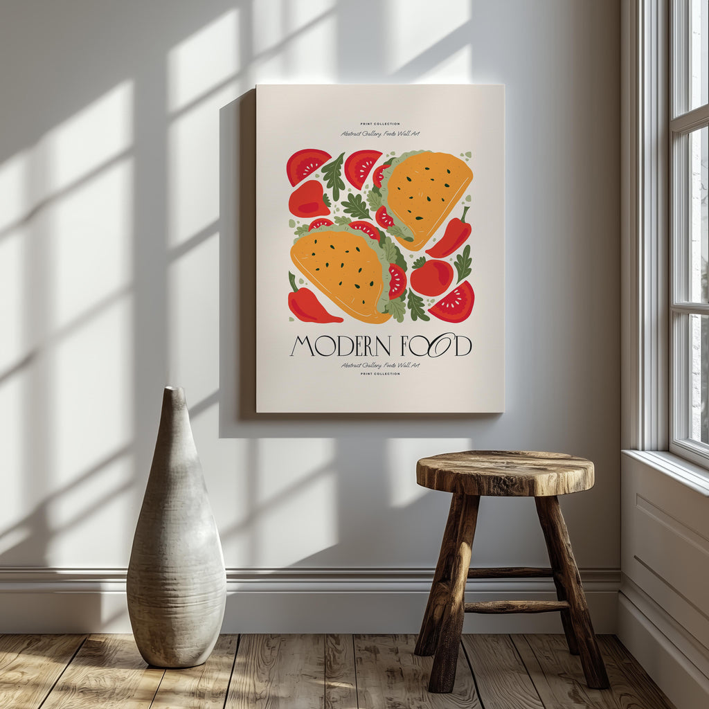 Abstract Tacos Modern Kitchen Food - Framed Canvas Wall Art Print | House Prints
