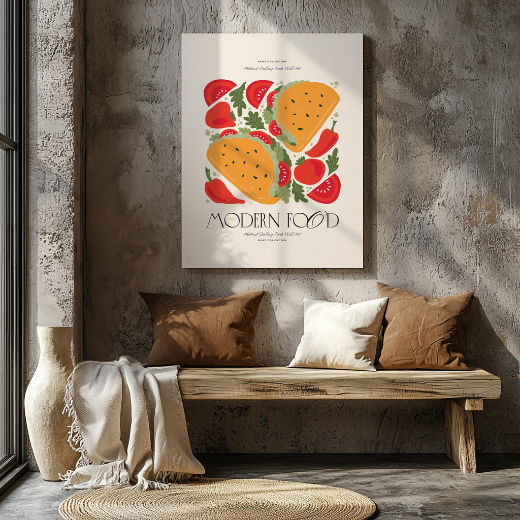 Abstract Tacos Modern Kitchen Food - Framed Canvas Wall Art Print | House Prints