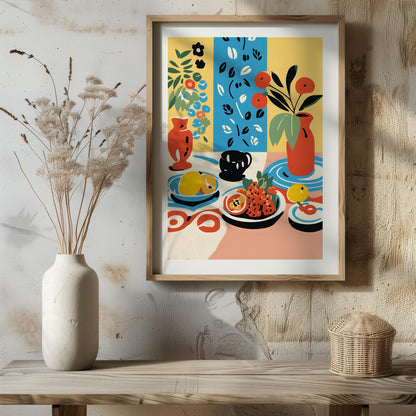 Colourful Table with Fruit Arrangement - Rolled Poster Wall Art Print - House Prints
