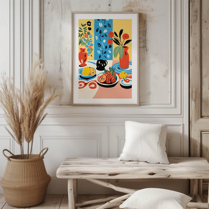 Colourful Table with Fruit Arrangement - Rolled Poster Wall Art Print - House Prints