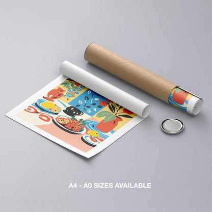 Colourful Table with Fruit Arrangement - Rolled Poster Wall Art Print - House Prints
