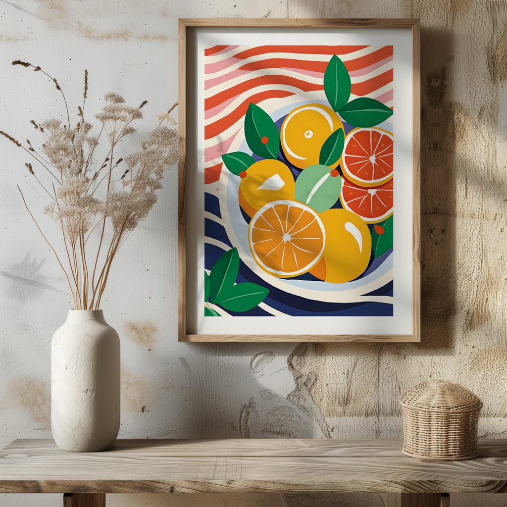 Fresh Citrus Bowl with Vibrant Colours - Rolled Poster Wall Art Print | House Prints