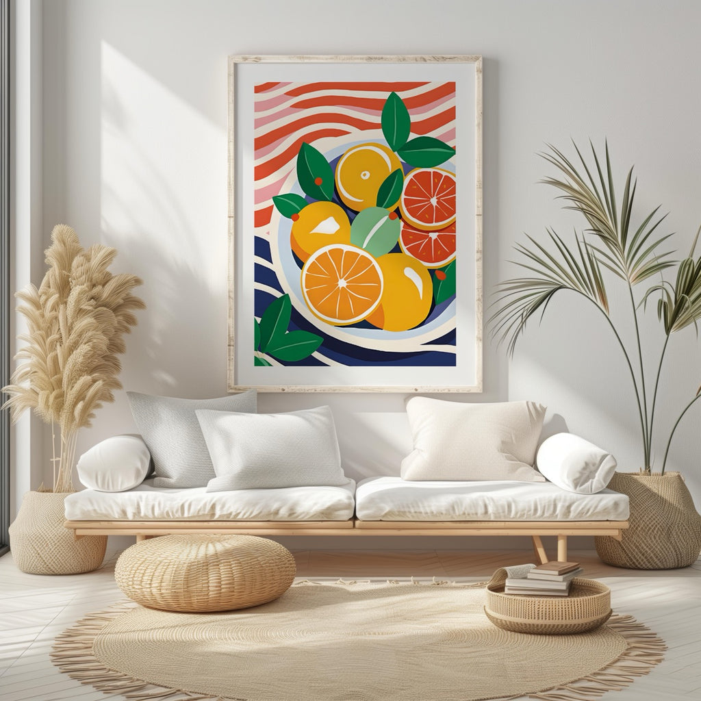 Fresh Citrus Bowl with Vibrant Colours - Rolled Poster Wall Art Print | House Prints