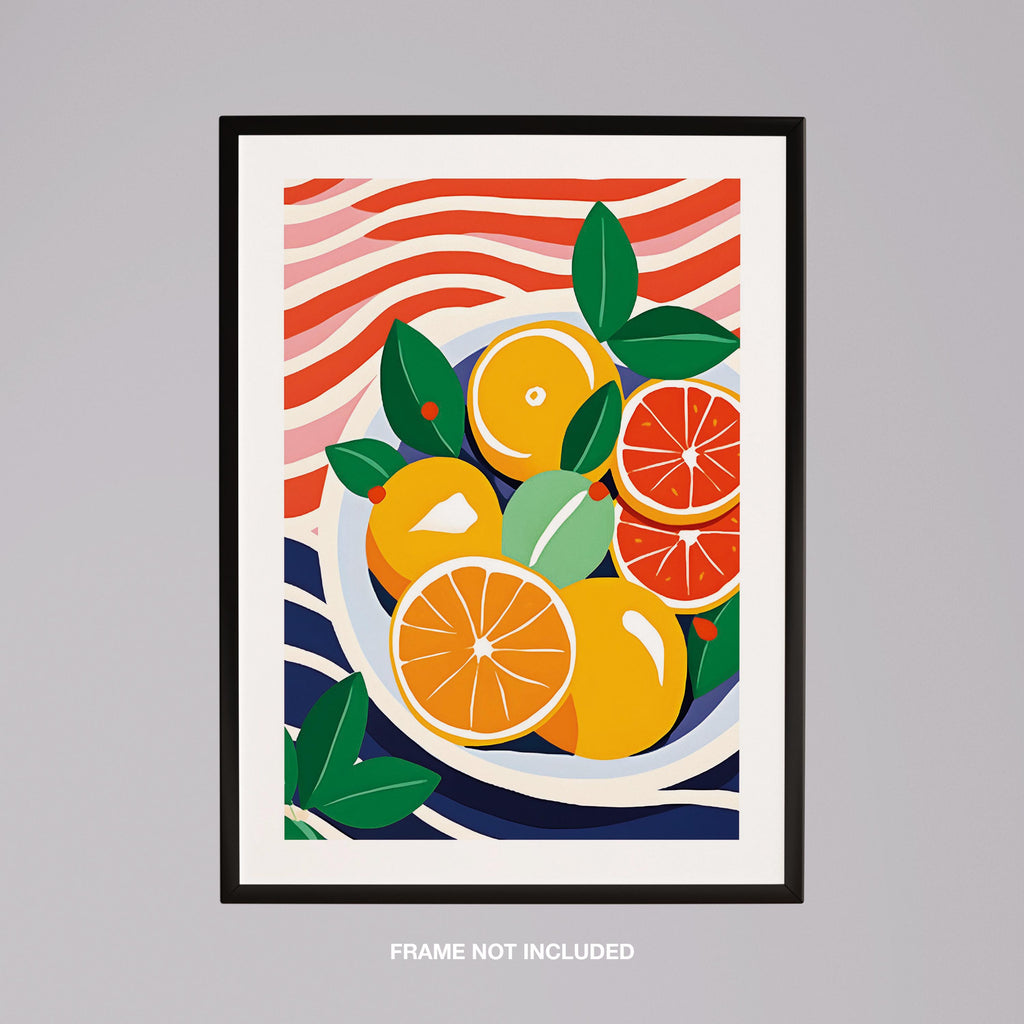 Fresh Citrus Bowl with Vibrant Colours - Rolled Poster Wall Art Print | House Prints