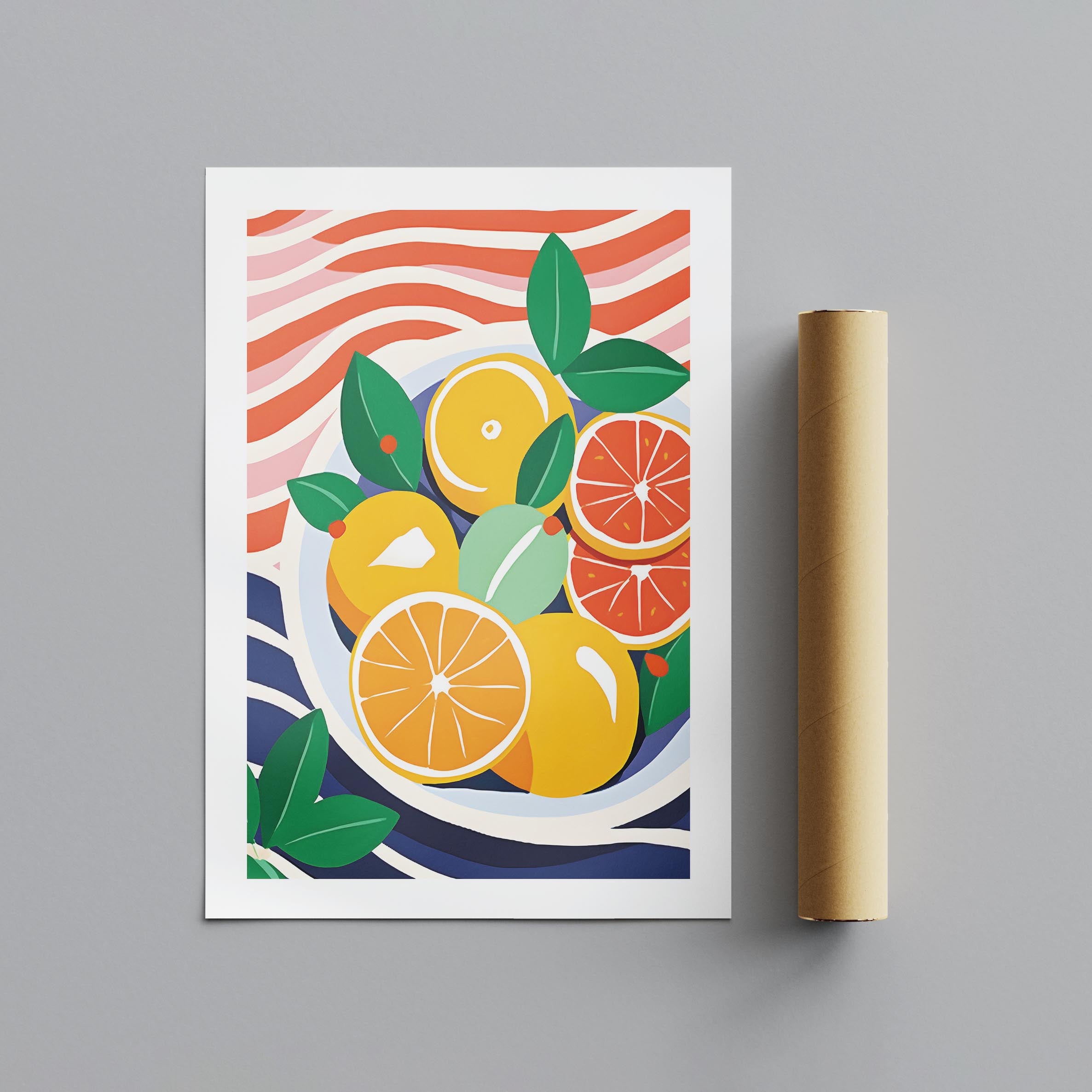 Fresh Citrus Bowl with Vibrant Colours - Rolled Poster Wall Art Print | House Prints