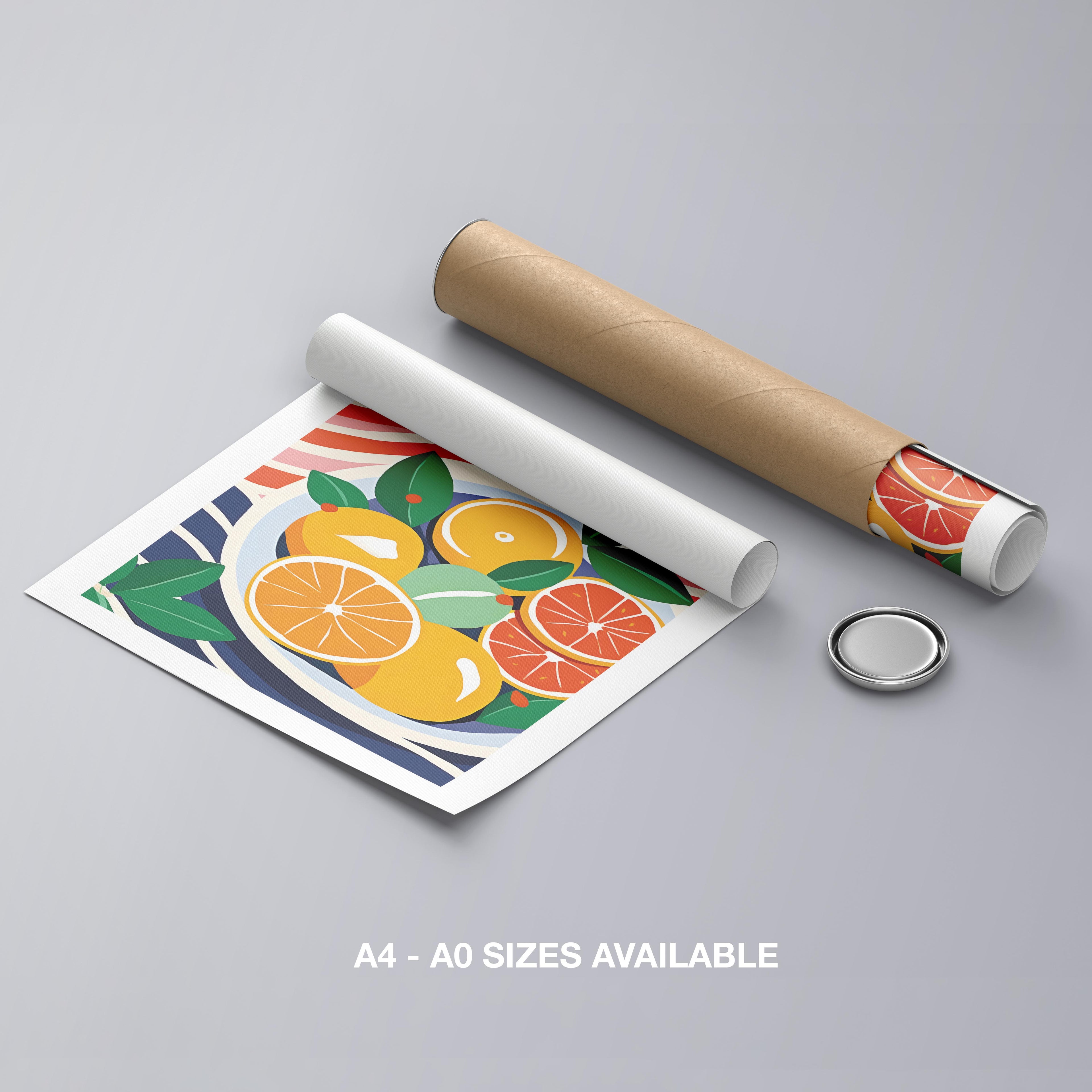 Fresh Citrus Bowl with Vibrant Colours - Rolled Poster Wall Art Print | House Prints