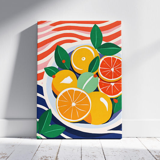 Fresh Citrus Bowl with Vibrant Colours - Framed Canvas Wall Art Print - House Prints
