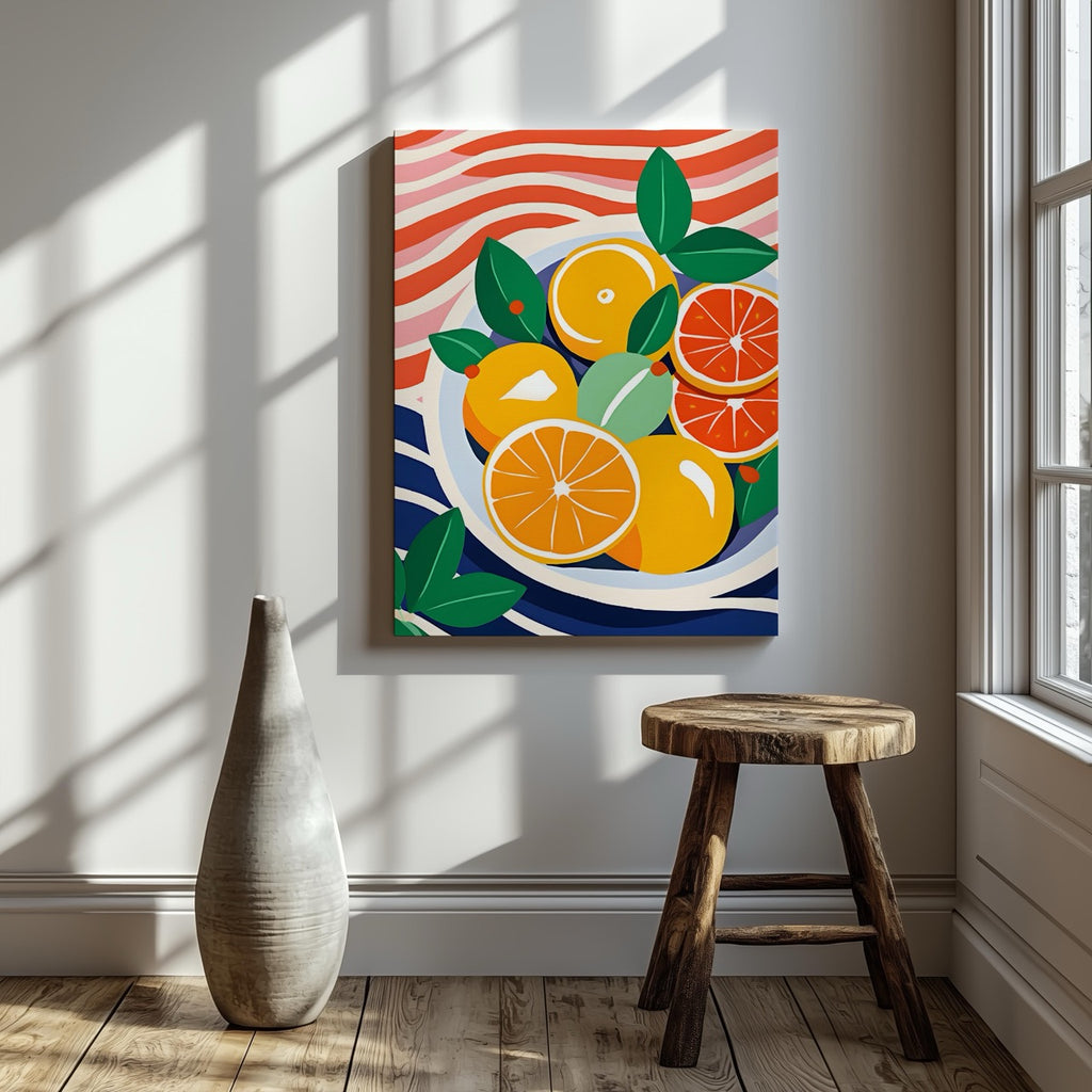 Fresh Citrus Bowl with Vibrant Colours - Framed Canvas Wall Art Print | House Prints