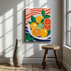 Fresh Citrus Bowl with Vibrant Colours - Framed Canvas Wall Art Print | House Prints