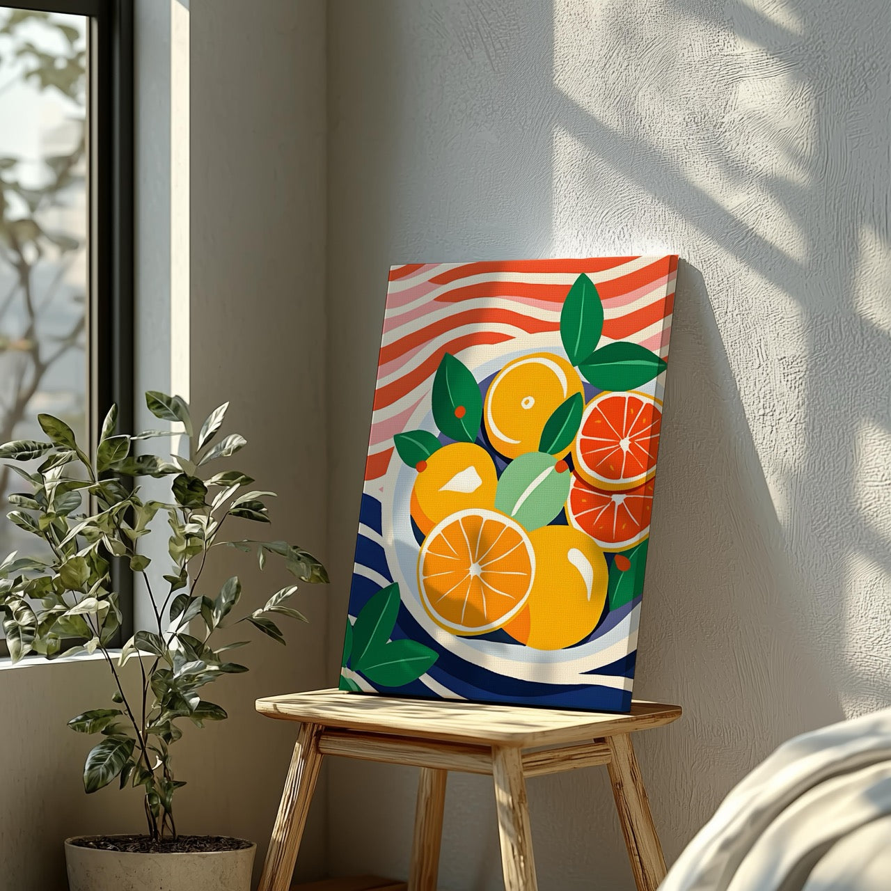 Fresh Citrus Bowl with Vibrant Colours - Framed Canvas Wall Art Print - House Prints