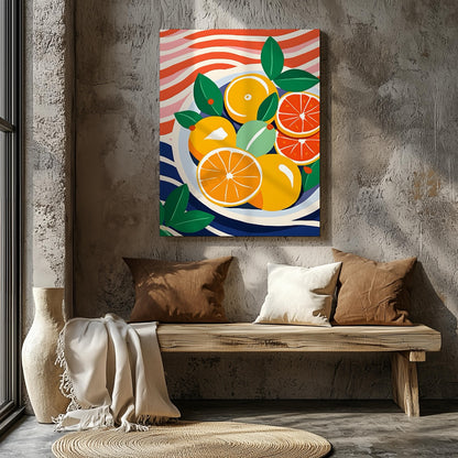 Fresh Citrus Bowl with Vibrant Colours - Framed Canvas Wall Art Print - House Prints