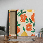 Fresh Citrus Patterned Delight - Framed Canvas Wall Art Print | House Prints
