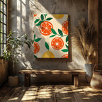 Fresh Citrus Patterned Delight - Framed Canvas Wall Art Print | House Prints