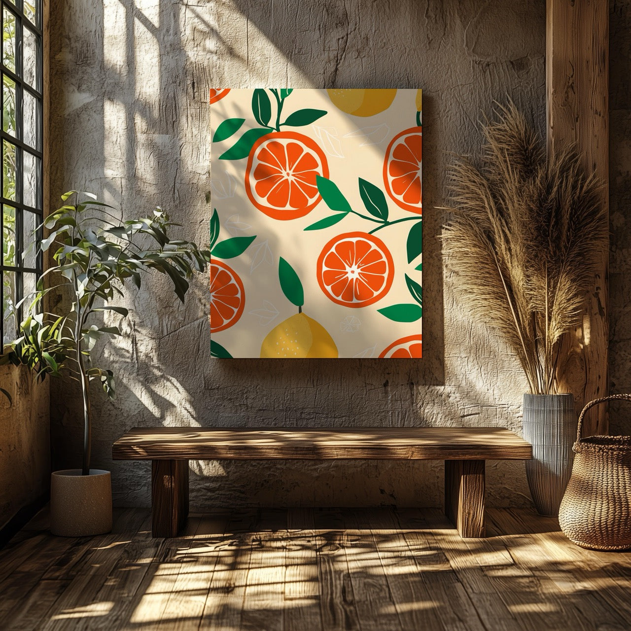 Fresh Citrus Patterned Delight - Framed Canvas Wall Art Print | House Prints