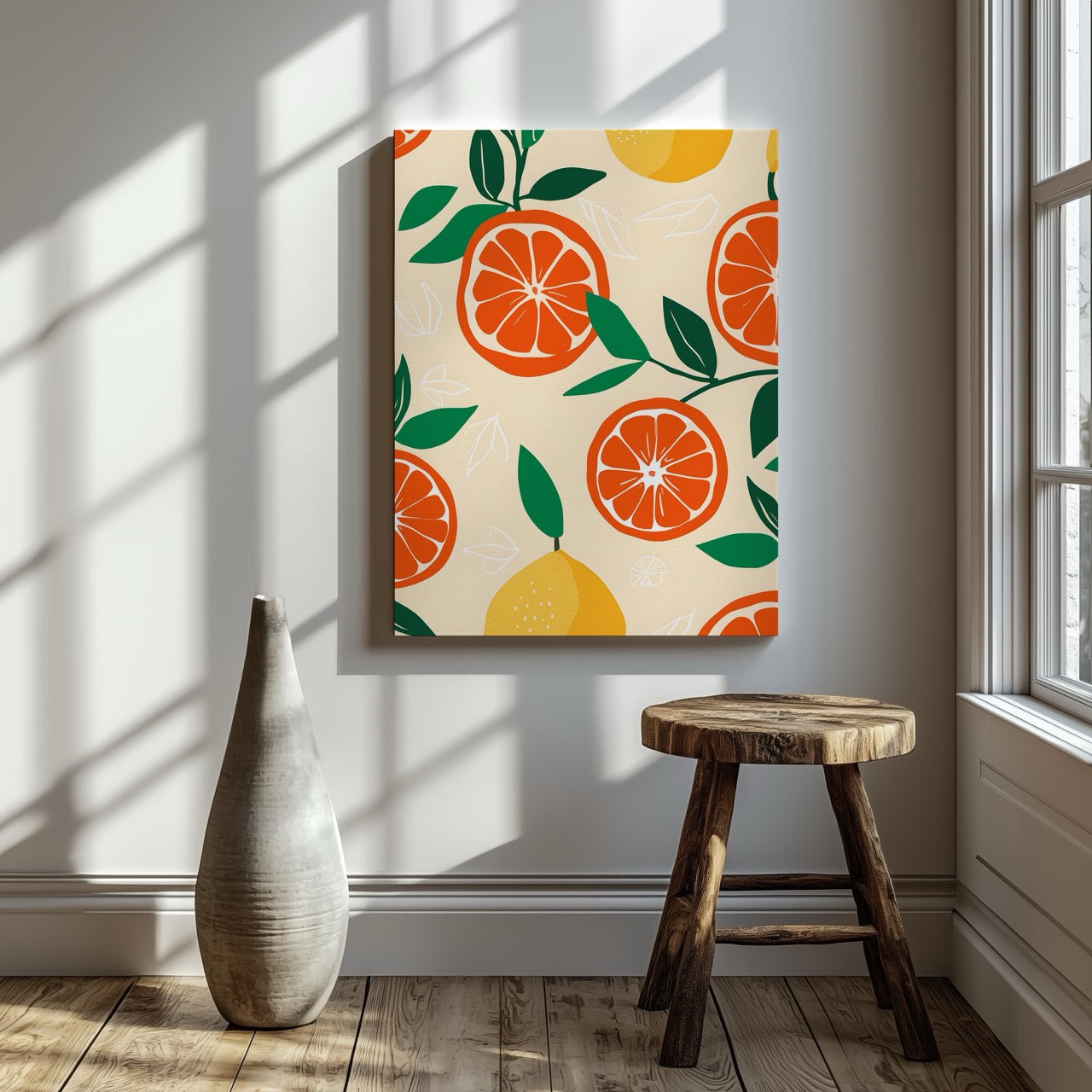 Fresh Citrus Patterned Delight - Framed Canvas Wall Art Print | House Prints