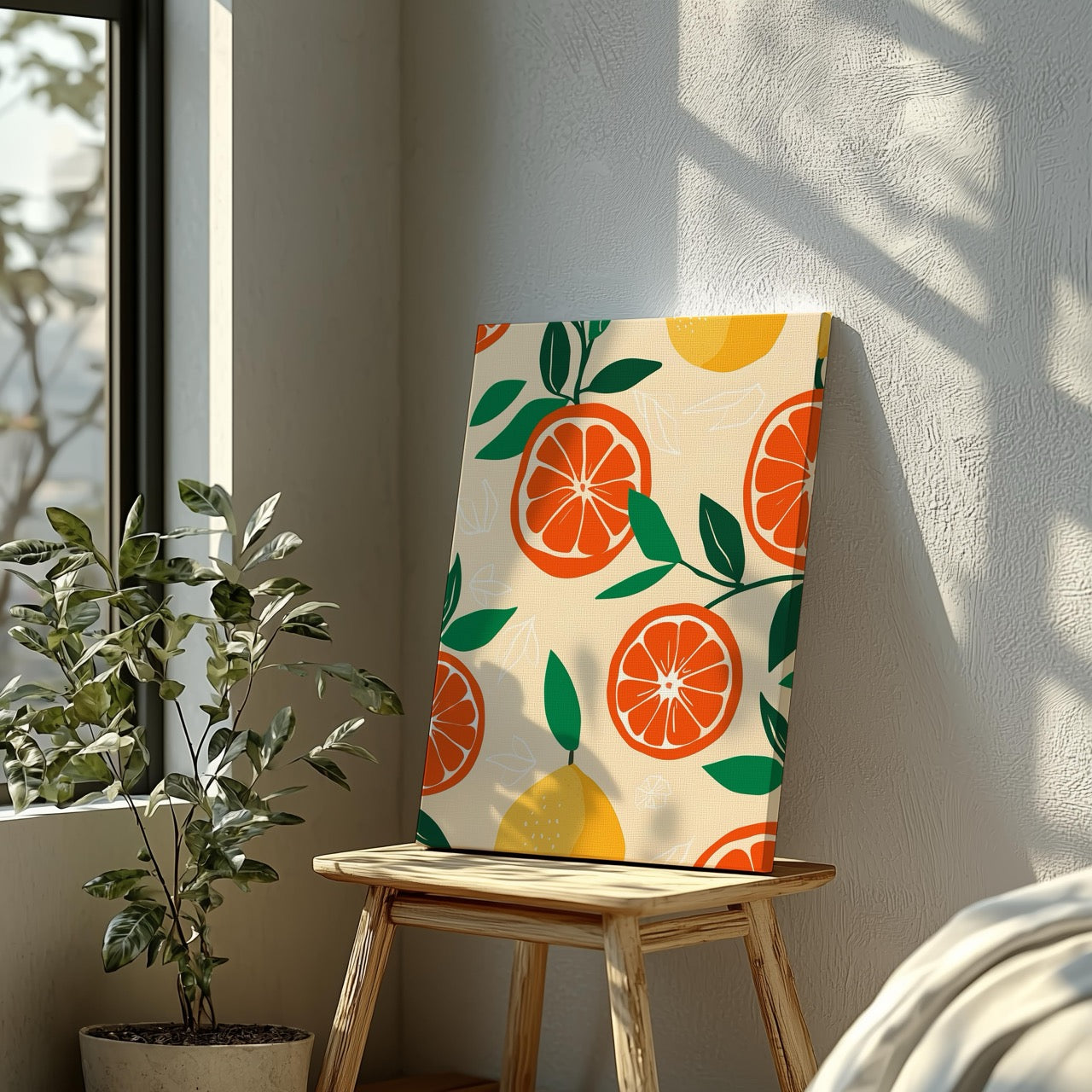 Fresh Citrus Patterned Delight - Framed Canvas Wall Art Print | House Prints