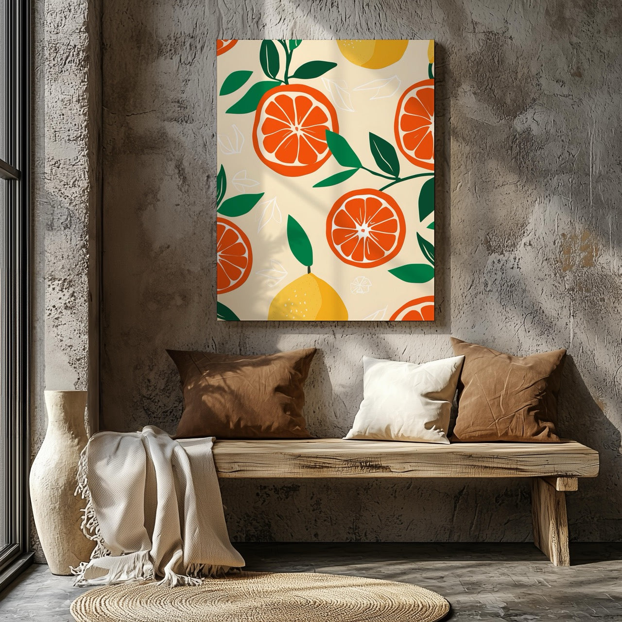 Fresh Citrus Patterned Delight - Framed Canvas Wall Art Print | House Prints