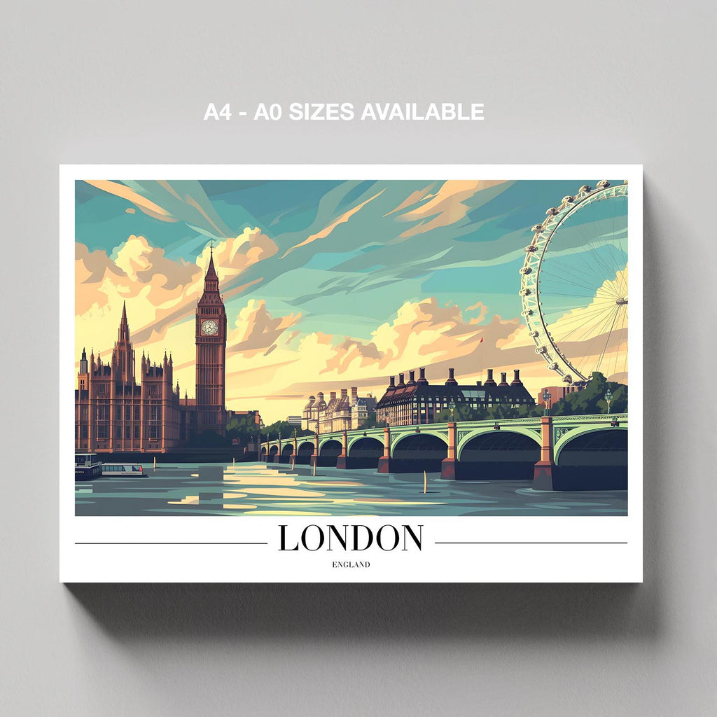 Classic London England City World Travel - Framed Canvas Wall Art Print | House Prints