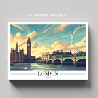 Classic London England City World Travel - Framed Canvas Wall Art Print | House Prints