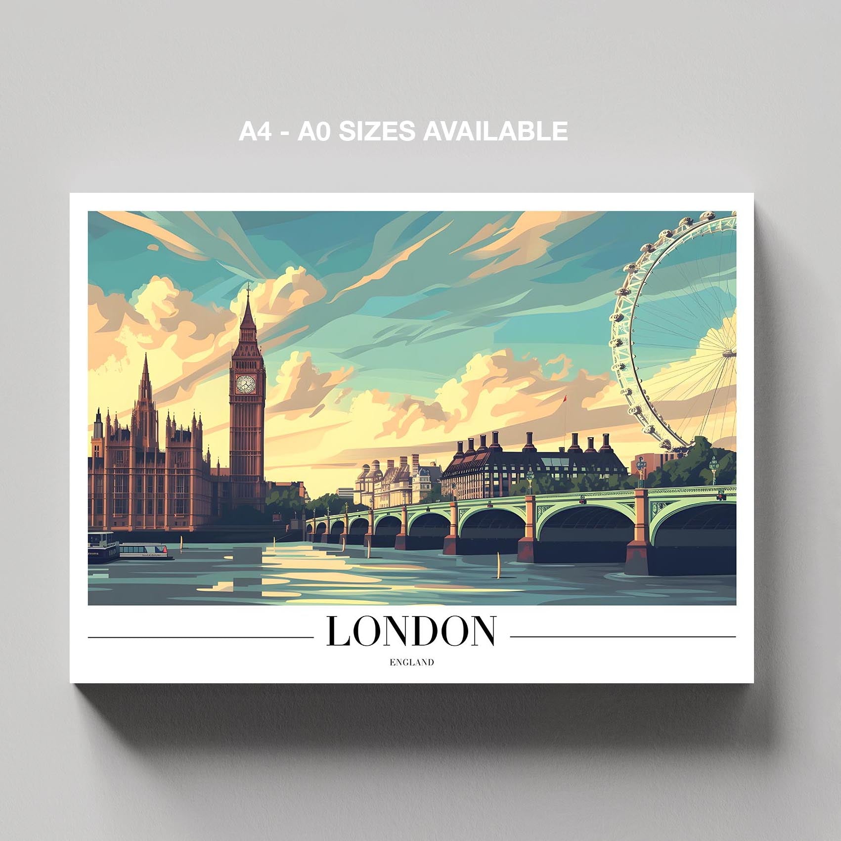 Classic London England City World Travel - Framed Canvas Wall Art Print | House Prints