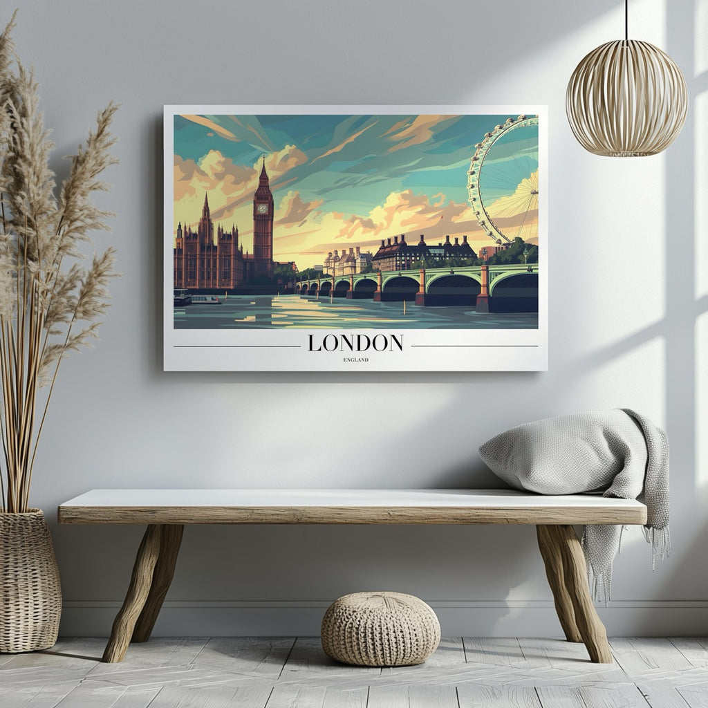 Classic London England City World Travel - Framed Canvas Wall Art Print | House Prints