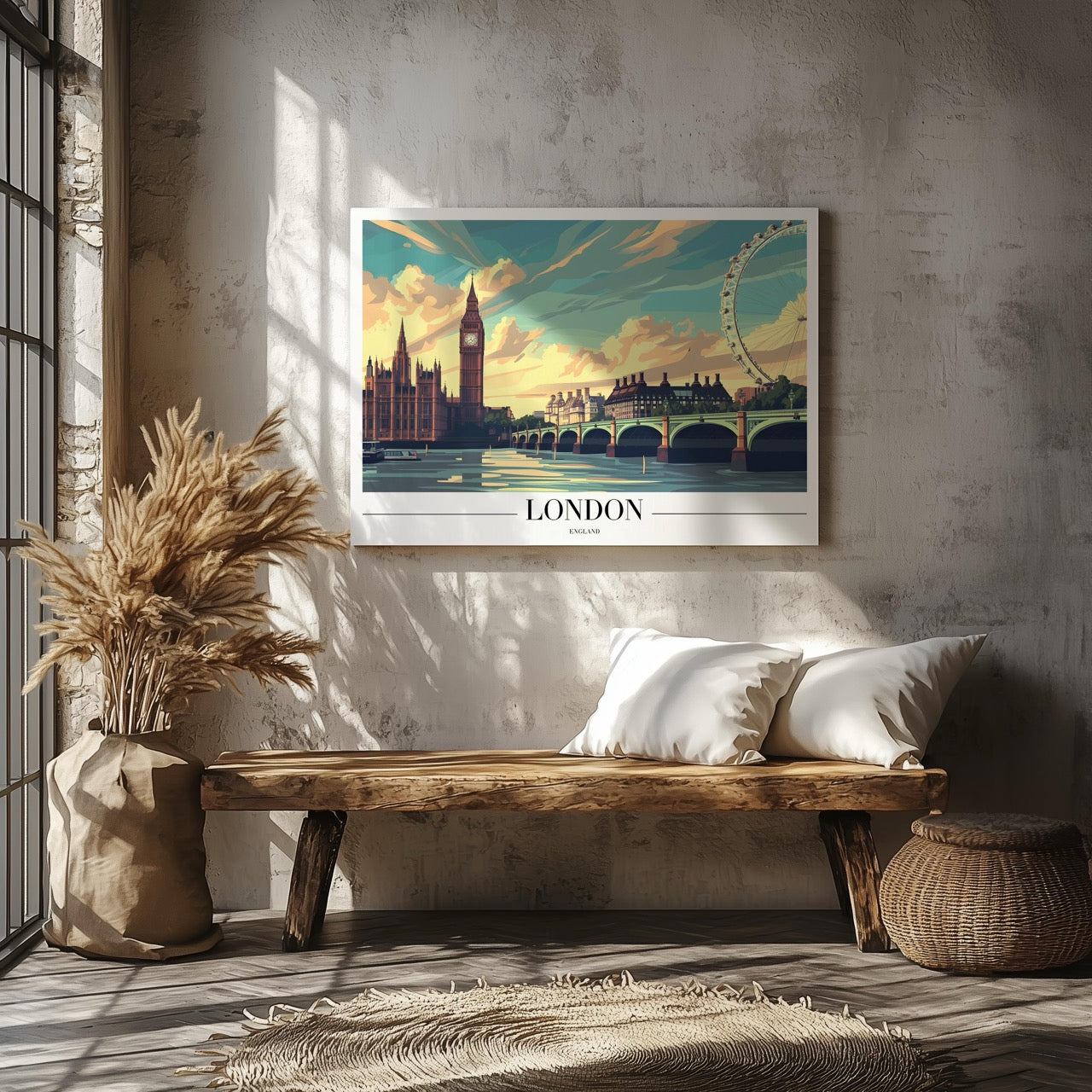 Classic London England City World Travel - Framed Canvas Wall Art Print | House Prints